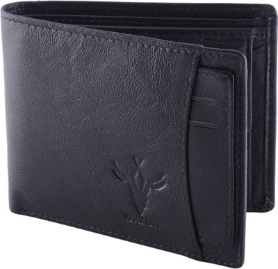 

Krosshorn Men Black Genuine Leather Wallet(5 Card Slots)