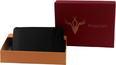 

Krosshorn Men Black Genuine Leather Wallet(5 Card Slots)