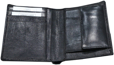 Majaria Men Black Genuine Leather Wallet(5 Card Slots)