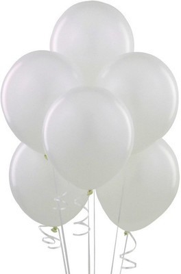 

Balloonistics Solid Metallic White Premium Latex Balloon Balloon(White, Pack of 50)