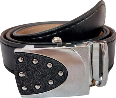 

model Men Casual Black Artificial Leather Reversible Belt, Silver black