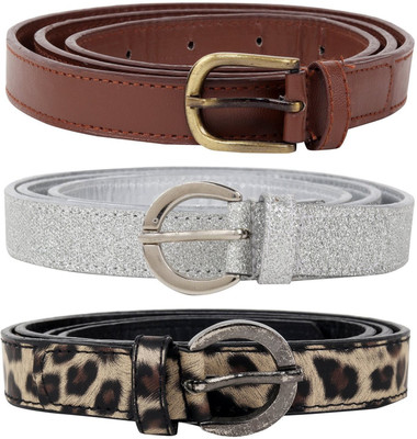 

Jainsons Women Silver, Brown, Grey Artificial Leather Belt, Black;brown;silver