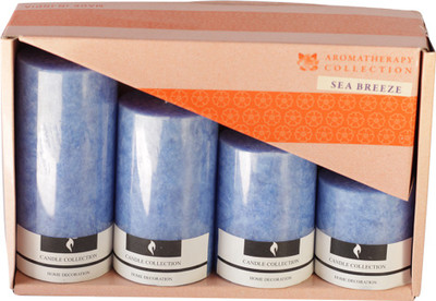 

Skycandle in Sea Breeze Scented Marble Pillar Set (Sea Color, Pack of 4) Candle(Blue, Pack of 4)
