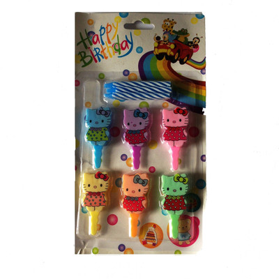

Funcart Blue Color with Multicolor Kitty Cake Topper Candle(Blue, Pack of 6)