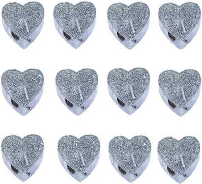 

Indian Ocean Heart Shape Silver 12 Scented Tealights Candle Candle(Silver, Pack of 12)