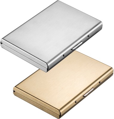 StealODeal Full Gold Metal Limited Edition With Silver Debit/Credit Atm|Combo of 2| 6 Card Holder(Set of 2, Silver, Gold)