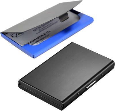 

Stealodeal Full Black Metal Limited Edition With Black-Blue Stainless Steel 6 Card Holder(Set of 2, Black, Multicolor)