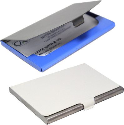 

Stealodeal White and Black-Blue Stainless Steel |Combo of 2| 10 Card Holder(Set of 2, White, Black, Blue)