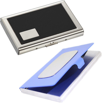 

Stealodeal Blue-Silver Stainless Steel With Black Metal Debit/Credit 10 Card Holder(Set of 2, Blue, Silver, Black)