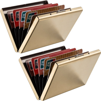 StealODeal Gold Limited Edition Metal Atm (Pack of 2) 6 Card Holder(Set of 2, Gold)