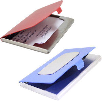 

Stealodeal Blue-Silver and Red Stainless Steel |Combo of 2| 10 Card Holder(Set of 2, Blue, Silver, Red)