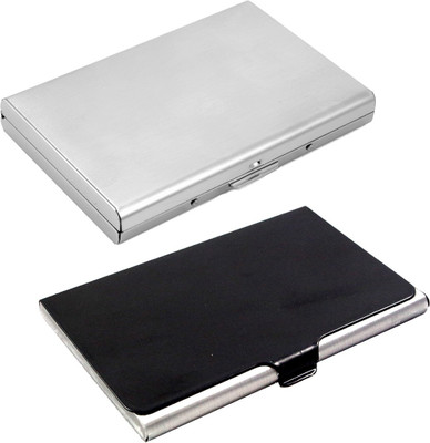 

Stealodeal Black Stainless Steel With Silver Metal Debit/Credit 10 Card Holder(Set of 2, Black, Silver)
