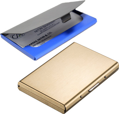 

Stealodeal Full Gold Metal Limited Edition With Black-Blue Stainless Steel 6 Card Holder(Set of 2, Gold, Multicolor)