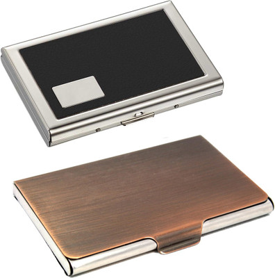 

Stealodeal Rose Gold Stainless Steel With Black Metal Debit/Credit 10 Card Holder(Set of 2, Maroon, Black)