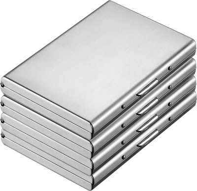 StealODeal Silver Trendy Waterproof Metal Atm (Pack of 4) 6 Card Holder(Set of 4, Silver)