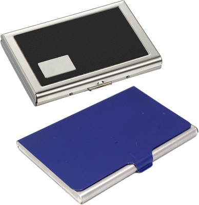 

Stealodeal Blue Stainless Steel With Black Metal Debit/Credit 10 Card Holder(Set of 2, Blue, Black)
