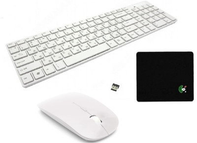 

ReTrack 2.4Ghz CBR KB460 Slim Wireless with White Mouse and Mousepad Combo Set