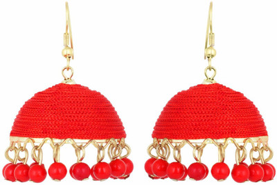 IDEAZ Ideaz stunning lightweight silk thread jhumka hoop earrings with red pearls Alloy Jhumki Earring available at flipkart for Rs.149