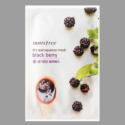

Innisfree Buy 1 Get 1 Its Real Squeeze Mask Sheet black berry ,moisturized korean cosmetics(20 ml)