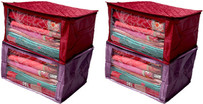 

Kuber Industries Designer Saree Cover Extra Large Size Quilted Satin set of 4 Pcs (Purple & Maroon) KISSCSATINSCS41(Multicolor)