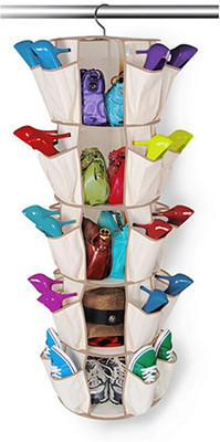 

wishpool Smart Carousal Organiser Clothes Shoes Bag Storage 360 Rotating Beige Shoe Organizer( )