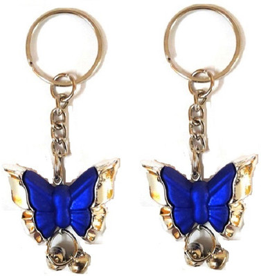 

MM Set of 2 Fashionable Blue Keychain of Butterfly Image Premium Charm Pendant Key Chain Key Chain