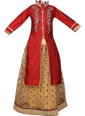 

Crazeis Girls Lehenga Choli Western Wear Embroidered Lehenga Choli(Red, Pack of 1