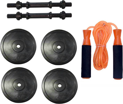 

Venom PAIR OF DUMBELL RODS ALONG WITH 4 WEIGHT PLATES AND BEARING ORANGE COLOR SKIPPING ROPE Gym & Fitness Kit