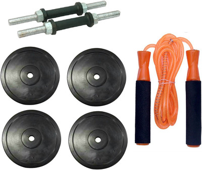 

Venom PAIR OF DUMBELL RODS ALONG WITH 4 WEIGHT PLATES AND BEARING ORANGE COLOR SKIPPING ROPE Gym & Fitness Kit
