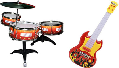 

J H Traders Combo of Guitar and Jazz Drum with seat and stand(Multicolor)