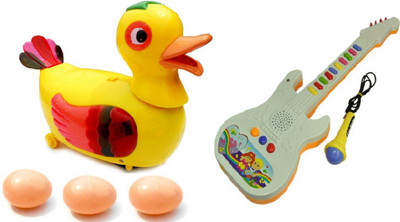 

J H Traders Musical Egg Laying Duck with Musical Guitar with Mic(Multicolor)
