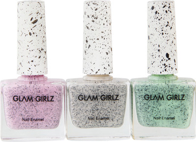 

Glam Girlz Crumble Nail Paint Combo(05-02-06) pink, white, green(Pack of 3)