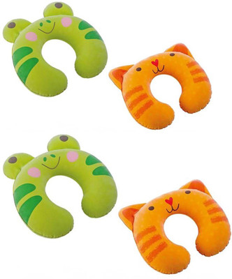 

Intex ® Original Pack of 4 Inflatable Frog and Cat Shaped Travel Neck Pillow Neck Pillow(Orange, Green), Green;orange
