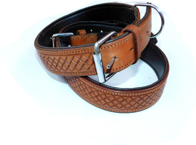 

Skora LUXURY HANDMADE WESTERN COWBOY STYLE BUCK STITCH TOOLED LEATHER DOG COLLAR SIZE: 22" x 1.5" , Necks: 16.5"-20" Dog Everyday Collar(, tan