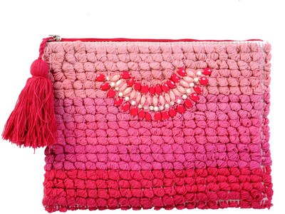 

diwaah Pink pom pom beautiful embroidery Pouch(Pink)