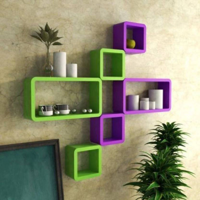 

CraftOnline wall shelf Wooden Wall Shelf(Number of Shelves - 6, Green, Purple)