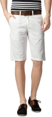 PETER ENGLAND Solid Men White Bermuda Shorts