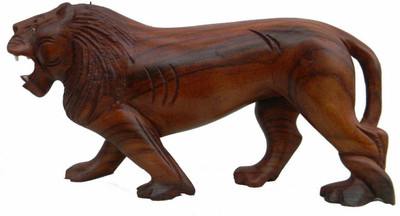 

Wooden Lion Decorative Showpiece - 13 cm(Wooden, Brown)