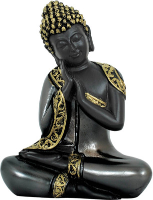 

Grazzo Meditating Buddha for Luck Decorative Showpiece - 7 cm(Polyresin, Black, Gold)