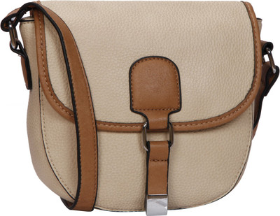 

Bagkok Women Casual Beige PU Sling Bag