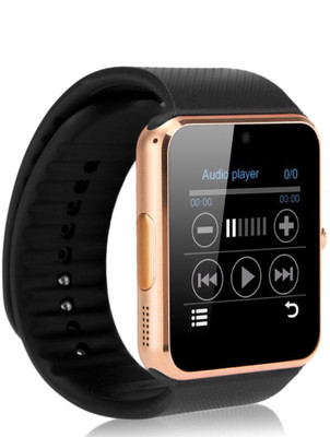 

SYL Presenting Bluetooth Smartwatch with Sim- Card Support Compatible Gold Smartwatch(Black Strap Free Size)