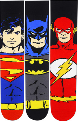Justice League Men Self Design Mid-Calf/Crew(Pack of 3)