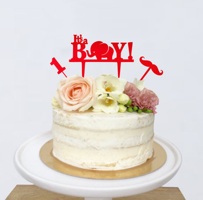 

Naveed Arts  Acrylic cake topper Sticker(Pack of 3, Red mirror