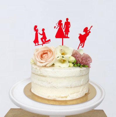

Naveed Arts  Acrylic cake topper Sticker(Pack of 1, Red mirror
