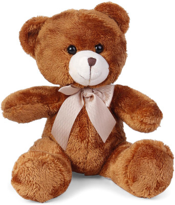 My Baby Excel Bear Plush Dark Brown colour with Ribbon 18 cm - 18 cm(Multicolor)