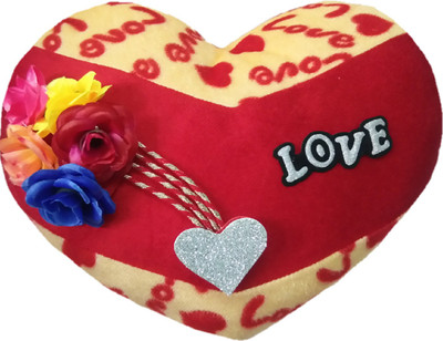 Aparshi Cudldly heart stuffed soft cushion toy s204 - 45 cm(Red, Yellow)