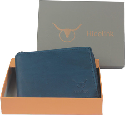 

Hidelink Men Blue Genuine Leather Wallet(6 Card Slots)