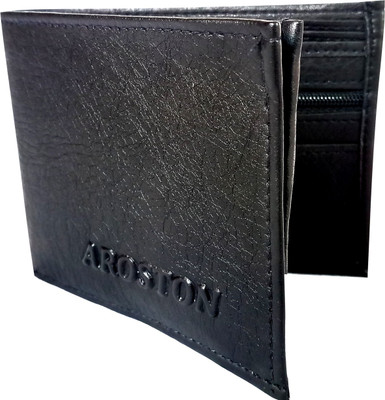 

aroston Men Black Genuine Leather Wallet(5 Card Slots)