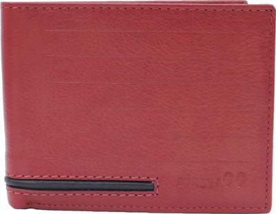 

street 99 Men Red Genuine Leather Wallet(10 Card Slots)