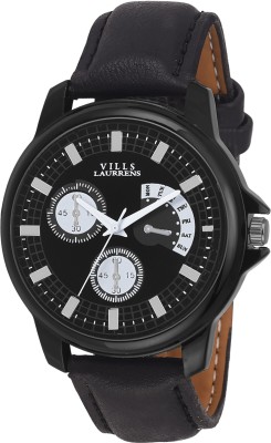 Vills Laurrens VL-1021 Black Leather Watch  - For Men   Watches  (Vills Laurrens)